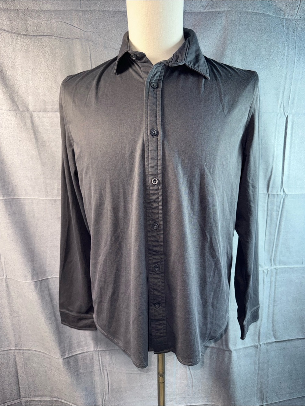 1204-STYLUS Men's Black Long-Sleeve Casual Button-Down Shirt